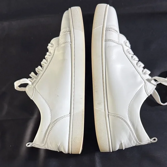 Christian Louboutin Men’s White Leather Sneakers with Iconic Red Soles